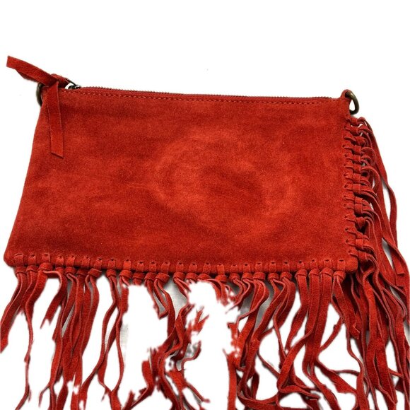 SUEDE FRINGE CLUTCH/CROSS BODY HANDBAG. - Picture 10 of 11